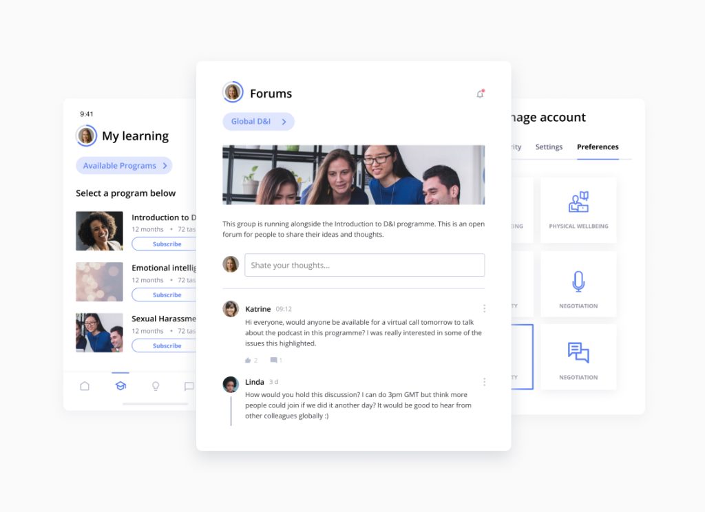 Screenshot of inclusive habits