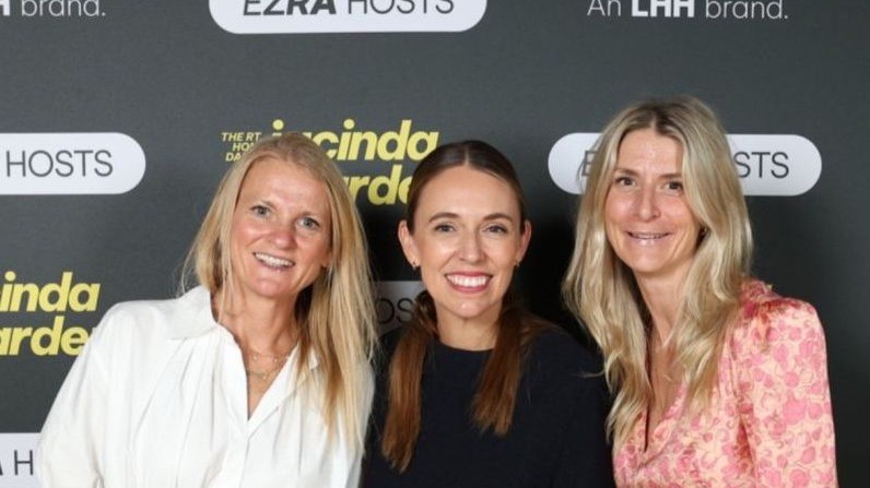 In picture (L-R) - Alex Flemming, Jacinda Ardern, and Johanna Beresford