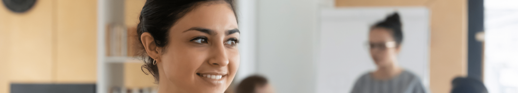 Image with a white women smiling